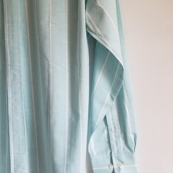 Men's Private Club Mint Green With White Stripes Button Down Collar Shirt 16 1/2 - Picture 9 of 12